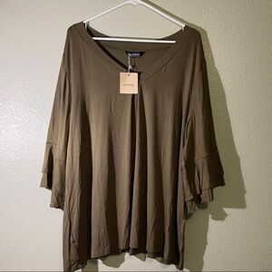 BloomChic Khaki V-Neck Tunic